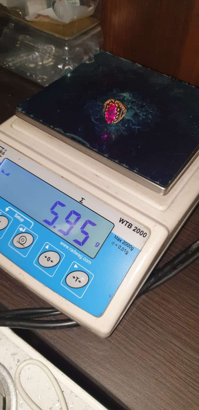 585 ZŁOTO PIERŚCIONEK Z RÓŻOWYM KAMIENIEM LL24/2025 P2